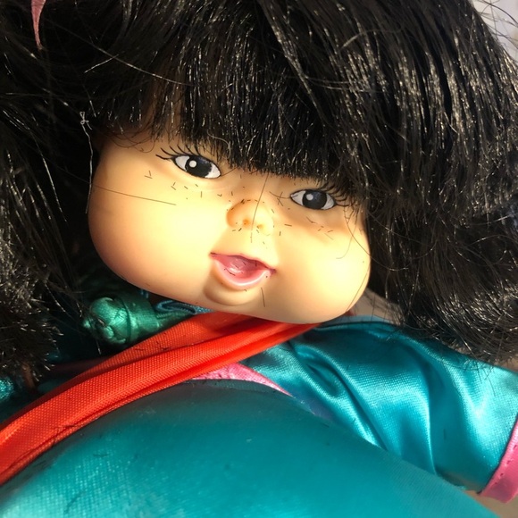 Asian Chinese Woman Carrying Child Cloth Dolls 13 inch mom and baby. Please read - Picture 11 of 15